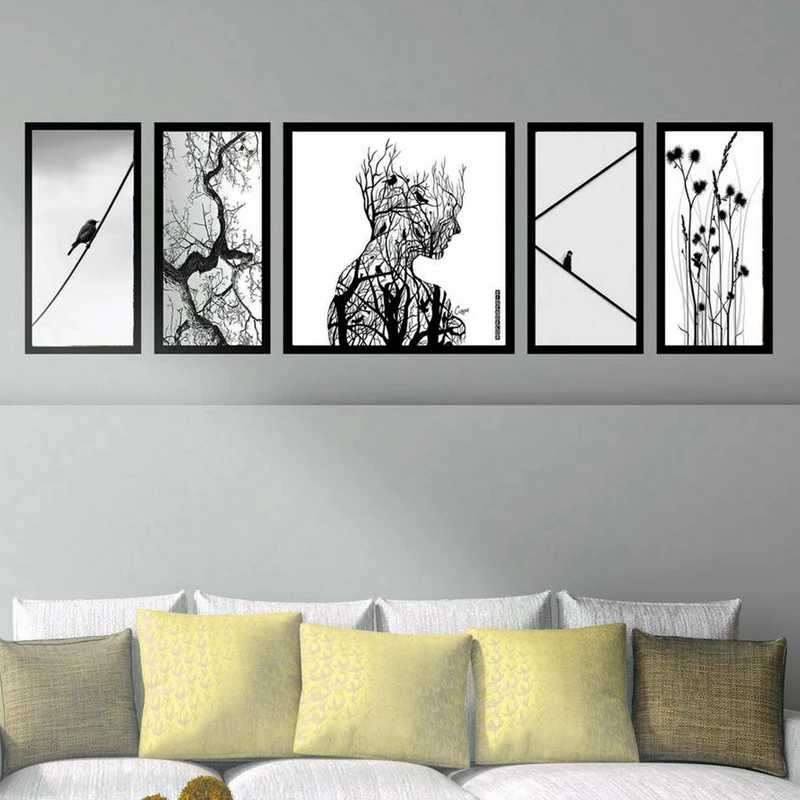 تابلو بکلیت طرح نقاشی مدرن مدل شاین اکلیلی B-1920 مجموعه 5 عددی