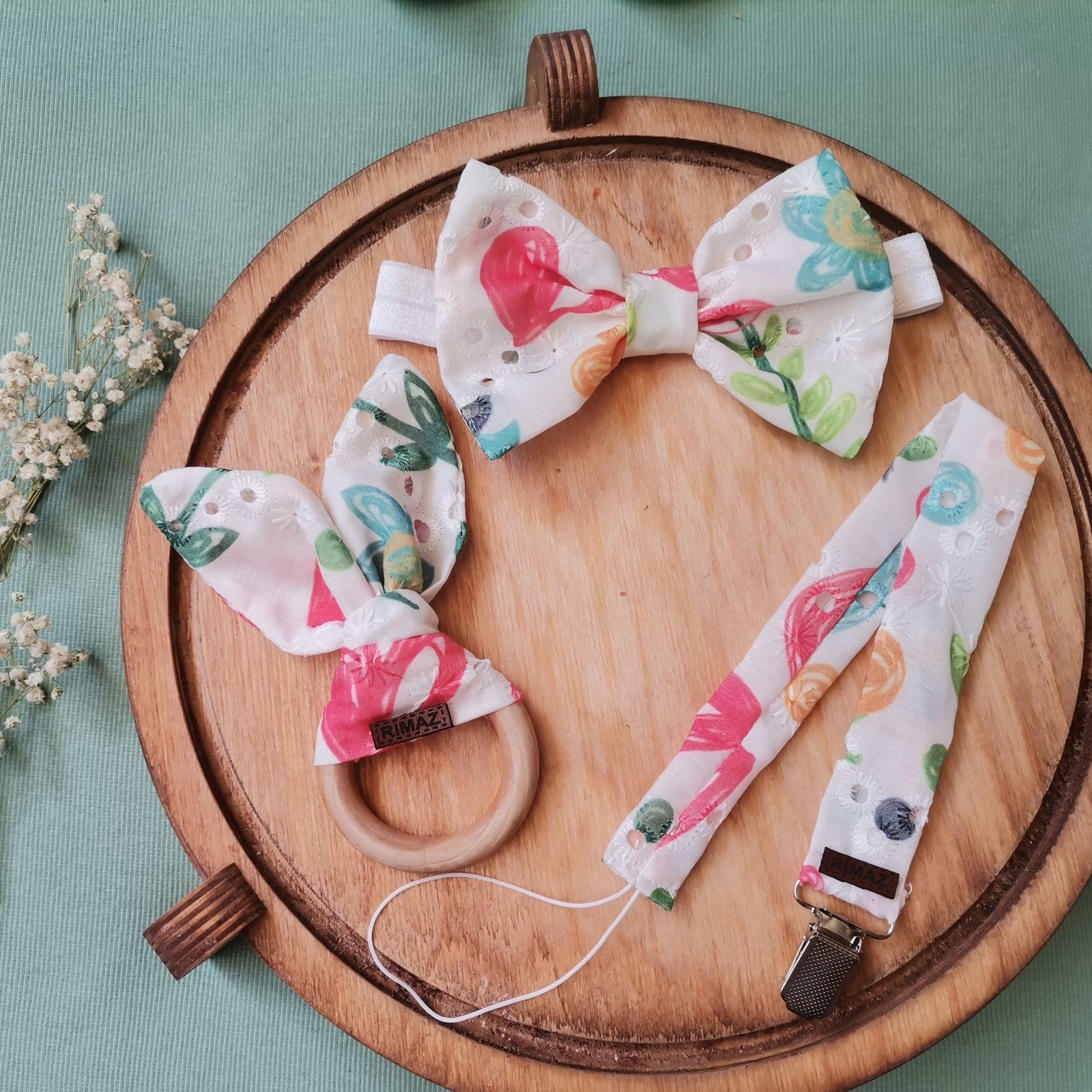 ست هدبند ریماز مدل بهار کد m2402 به همراه بند پستانک و دندانگیر - - 10