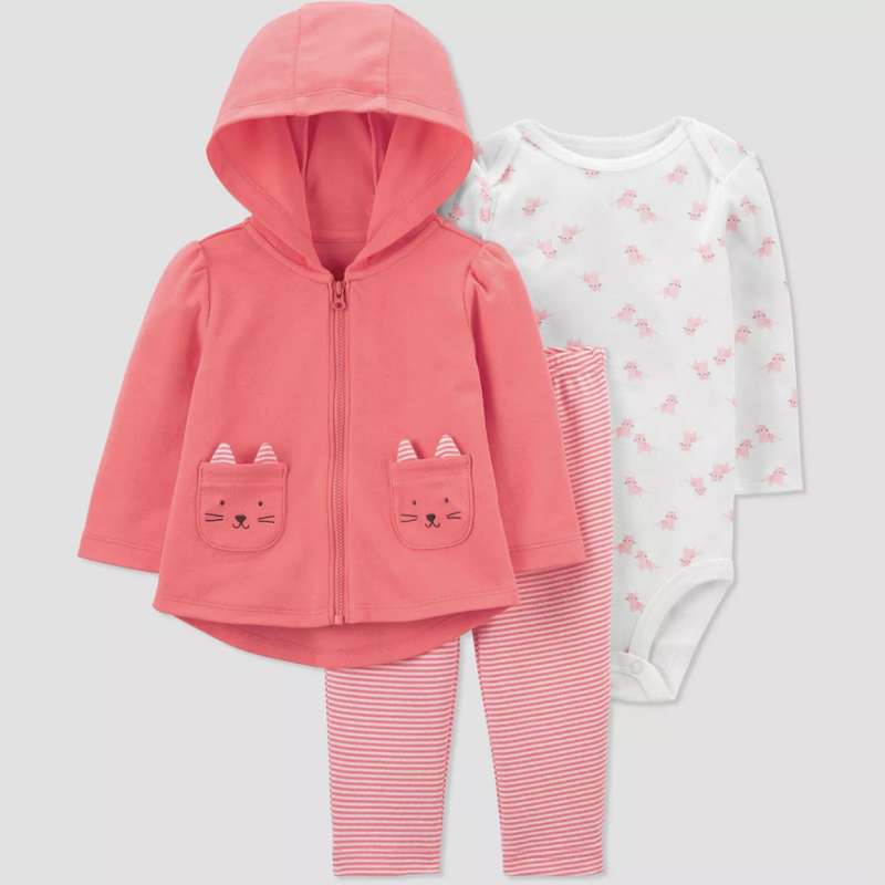 ست 3 تکه لباس نوزادی کارترز طرح Cat کد M681