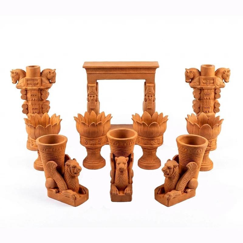 مجموعه ظروف هفت سین 10 پارچه مدل هخامنشی لوکس طرح تخت جمشید