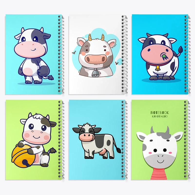 دفتر مشق 50 برگ خندالو طرح گاو بامزه کد 461 مجموعه 6 عددی