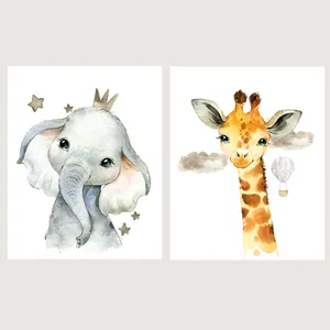   پوستر الفاپ مدل تابلو کودک طرح Water Color Animals کد 125_02 بسته 2 عددی