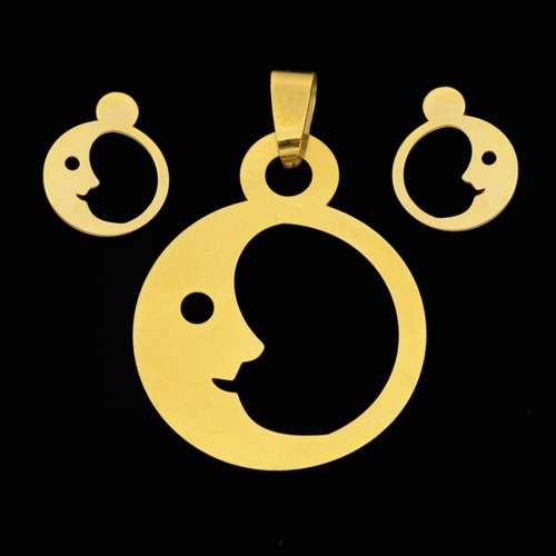 نیم ست طلا 18 عیار دخترانه طلای مستجابی مدل ماه کد 67125