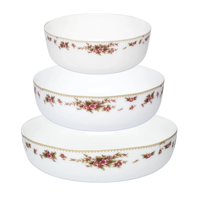 ظرف پخت مدل دیواره بلند گل رز مجموعه 3 عددی