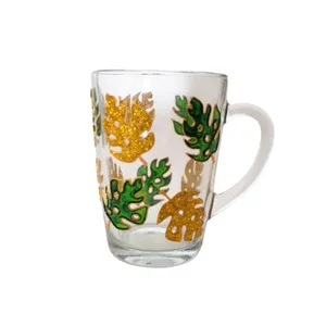 ماگ شیشه ای طرح برگ انجیری
