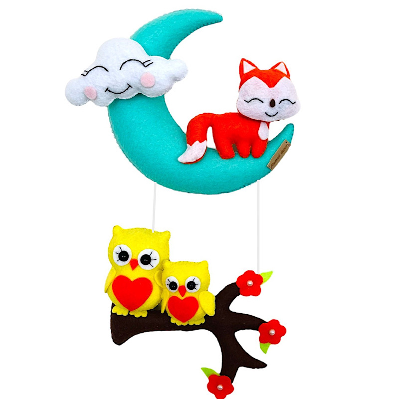 آویز تخت کودک مدل  روباه و جغد