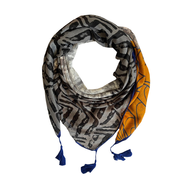 روسری زنانه مدل نخ ترک منگوله دار طیفی