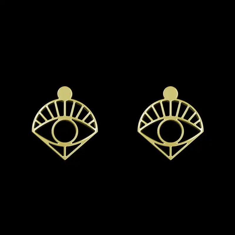 گوشواره طلا 18 عیار زنانه مدوپد مدل هندسی کد GA1-15008