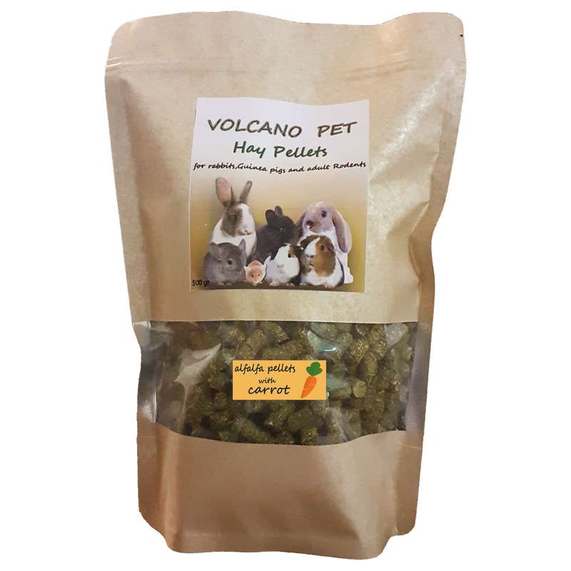 غذای خشک خرگوش و خوکچه هندی مدل پلت یونجه هویج وزن 500 گرم