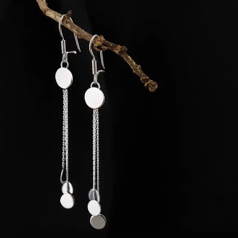 گوشواره نقره زنانه بازرگانی میلادی طرح زنجیری کلاسیک کد GZN_358