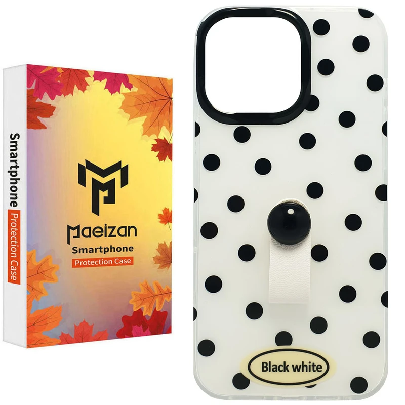 کاور پاییزان مدل Black and White DOT طرح لاکچری مناسب برای گوشی موبایل اپل IPhone 16 Pro Max