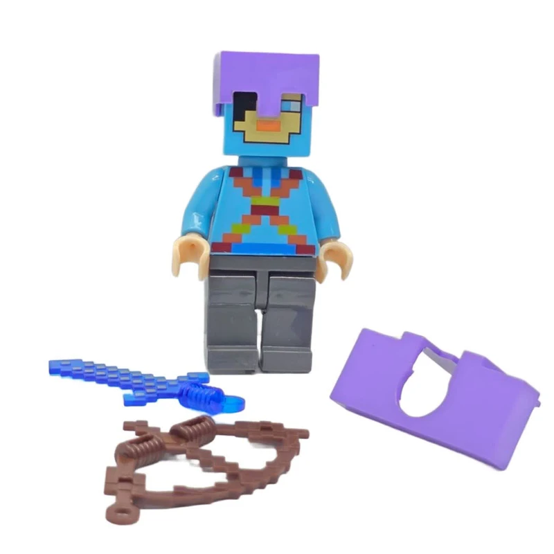 فیگور ناب سل مدل ماینکرافت همراه با ابزار جنگ طرح MY WORLD کد MA003 ارتفاع 9 سانتی متر