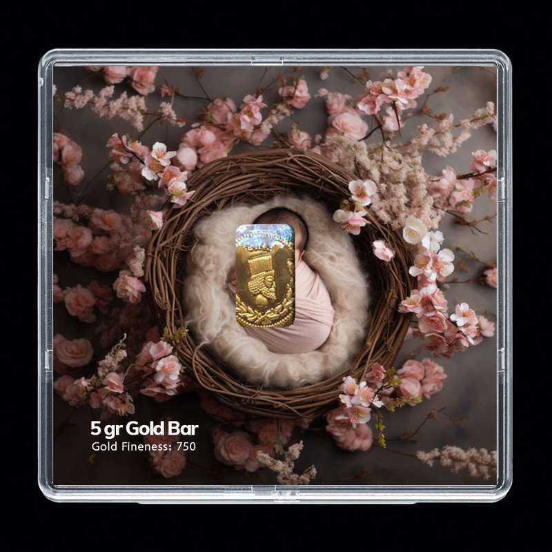 شمش طلا 18 عیار مدوپد مدل نوزاد  کد SG-10295