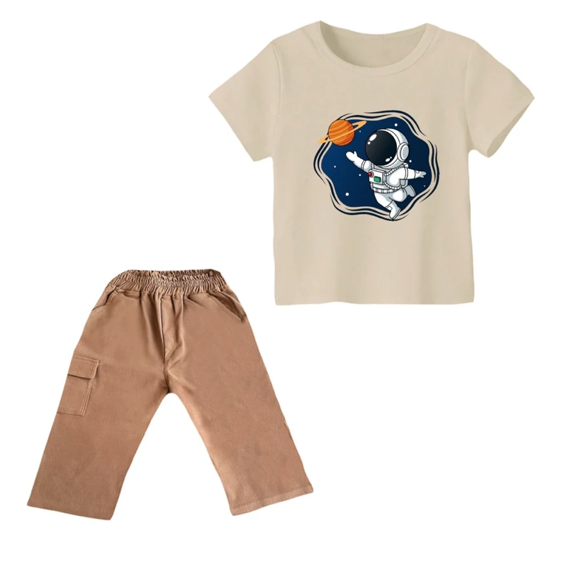 ست تی شرت و شلوارک پسرانه مدل فضانورد کد ۱۶