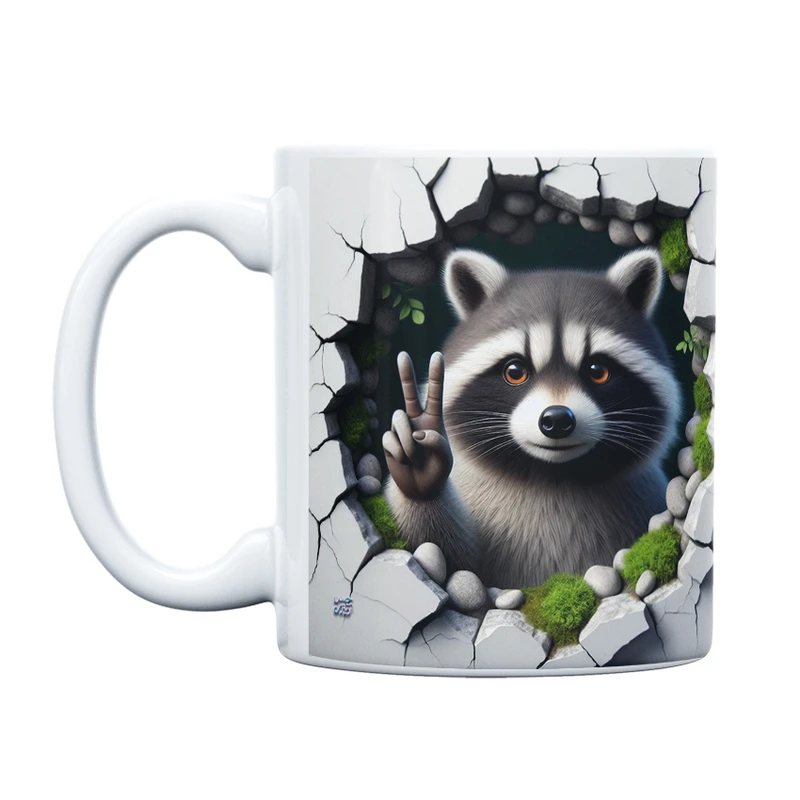 ماگ حس آمیزی طرح سه بعدی دیوار مدل راکون کد 1