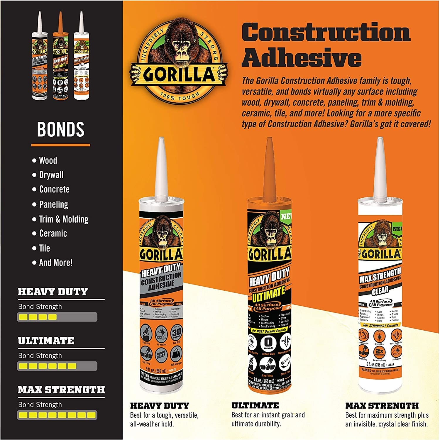 چسب ساختمانی گوریلا کد 8020002 حجم 79 میلی لیتر