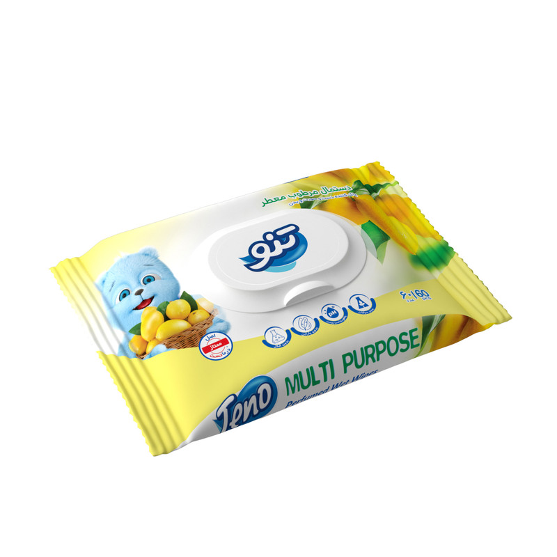 دستمال مرطوب تنو مدل Lemon بسته 60 عددی