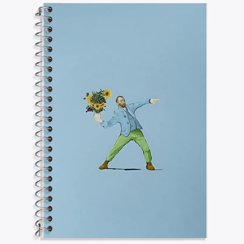 دفتر زبان 50 برگ خندالو مدل سه خط طرح ونسان ونگوگ کد F5106