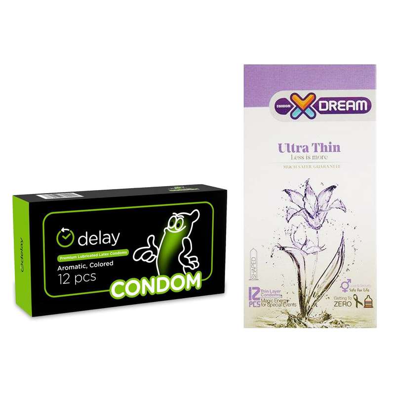 کاندوم ایکس دریم مدل Ultra Thin بسته 12 عددی به همراه کاندوم کاندوم مدل Delay بسته 12 عددی