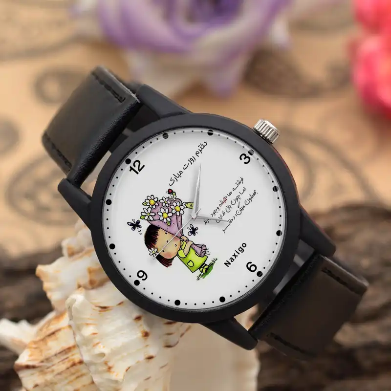 ساعت مچی عقربه ای ناکسیگو مدل روز دختر کد LF12592
