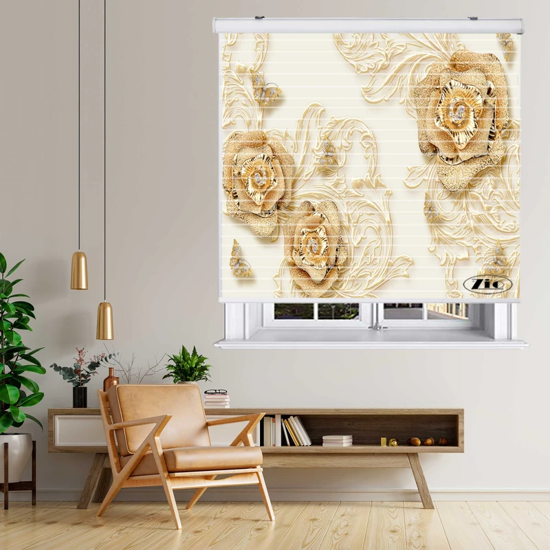 پرده زبرا زیو مدل سیلوئت 3D1201 سایز 150x150 سانتی متر