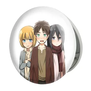 آینه جیبی خندالو طرح ارن و میکاسا و ارمین انیمه اتک آن تایتان Attack on Titan مدل تاشو کد 11030 