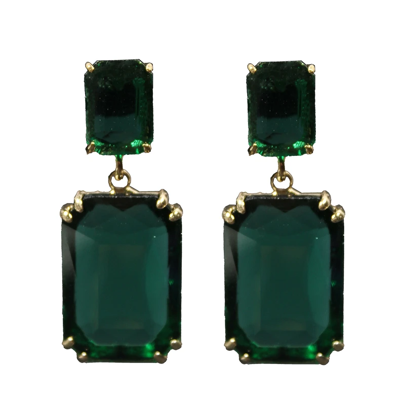 گوشواره زنانه مدل آویزی طرح الماس مستطیل سلطنتی کد 17