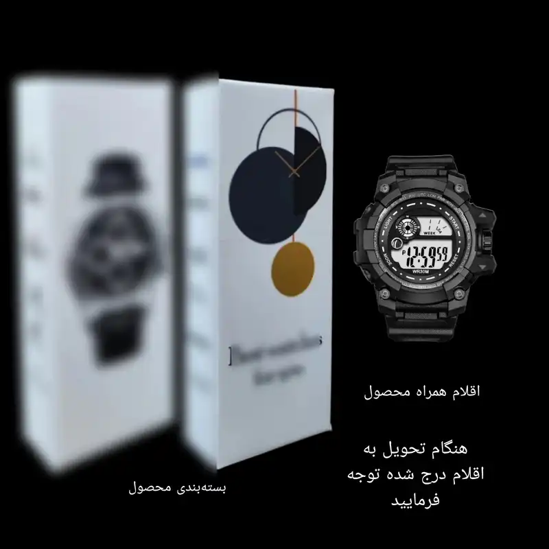 ساعت مچی دیجیتال مدل اسپرت تک زمانه کرنومتر دار کد 3