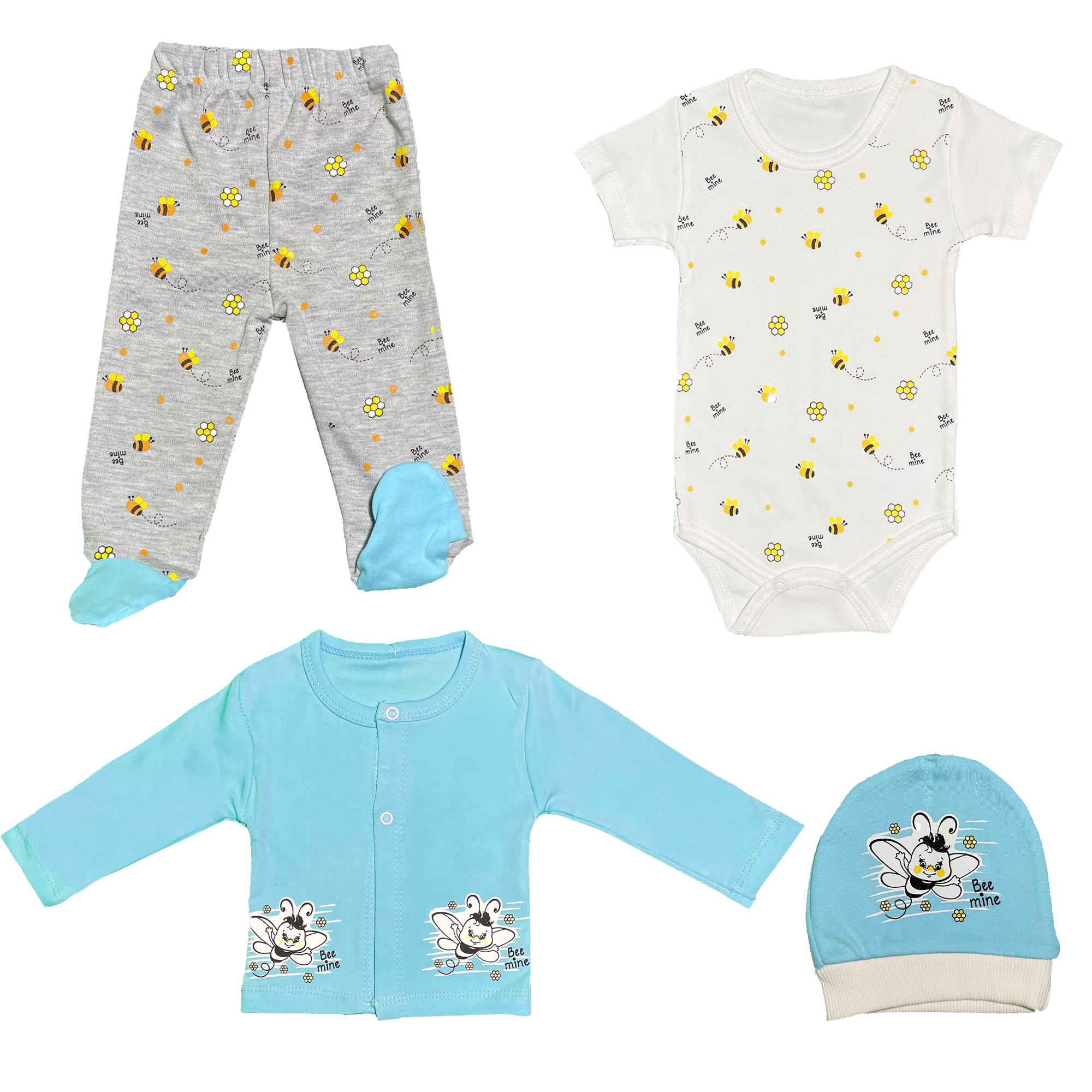 ست 4 تکه لباس نوزادی مدل Bee