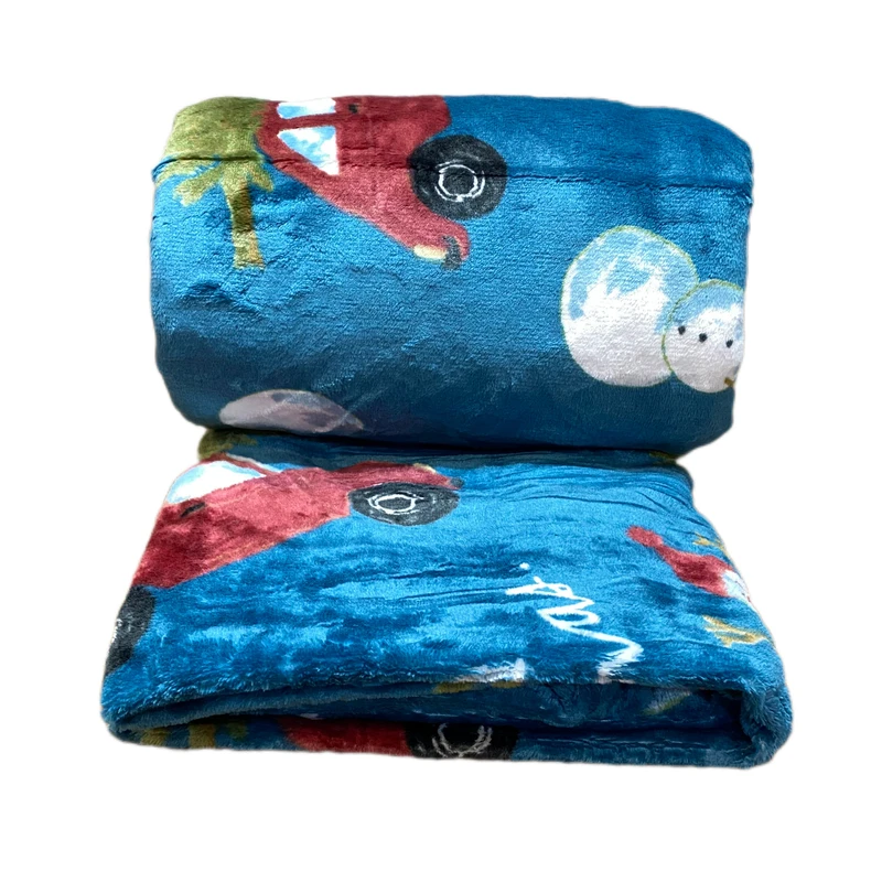 پتو مسافرتی 1 نفر مدل آدم برفی و ماشین سایز 200x160 سانتی‌متر