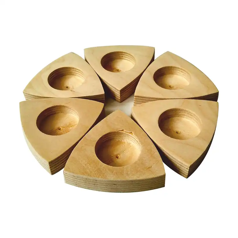 جاشمعی چوبی طرح هندسی مجموعه شش عددی