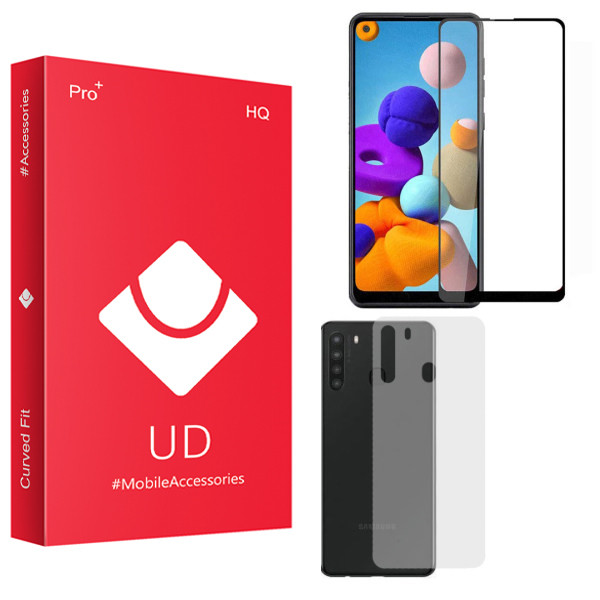 محافظ صفحه نمایش یو دی مدل HQ مناسب برای گوشی موبایل سامسونگ Galaxy A21 به همراه محافظ پشت گوشی