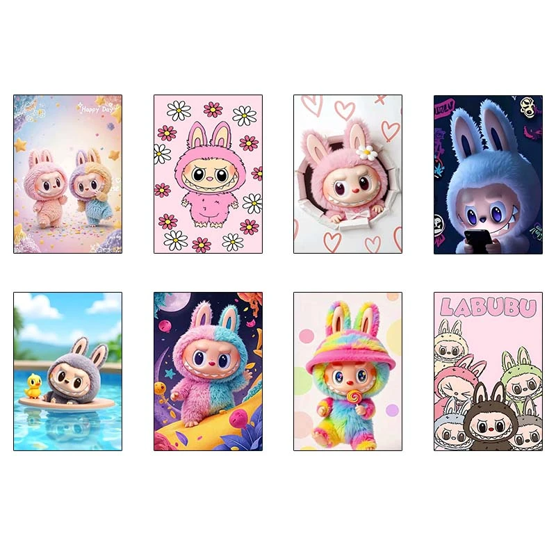 پوستر کارنيکا طرح لابوبو Labubu کد 31935 مجموعه 8 عددی