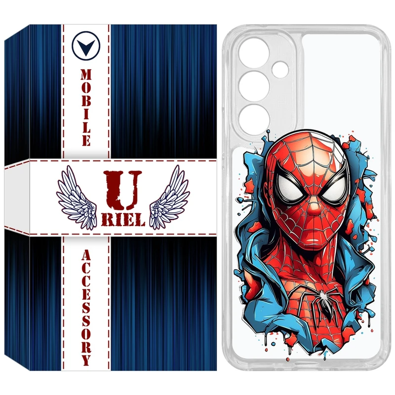 کاور یوریل مدل Clear کد 34 طرح اسپایدرمن مناسب برای گوشی موبایل سامسونگ Galaxy A54