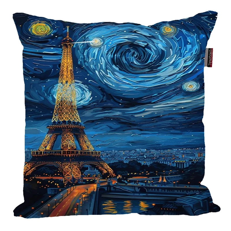 کوسن پاد آفرین مدل فانتزی طرح ونگوک شب های پرستاره برج ایفل کد p1033