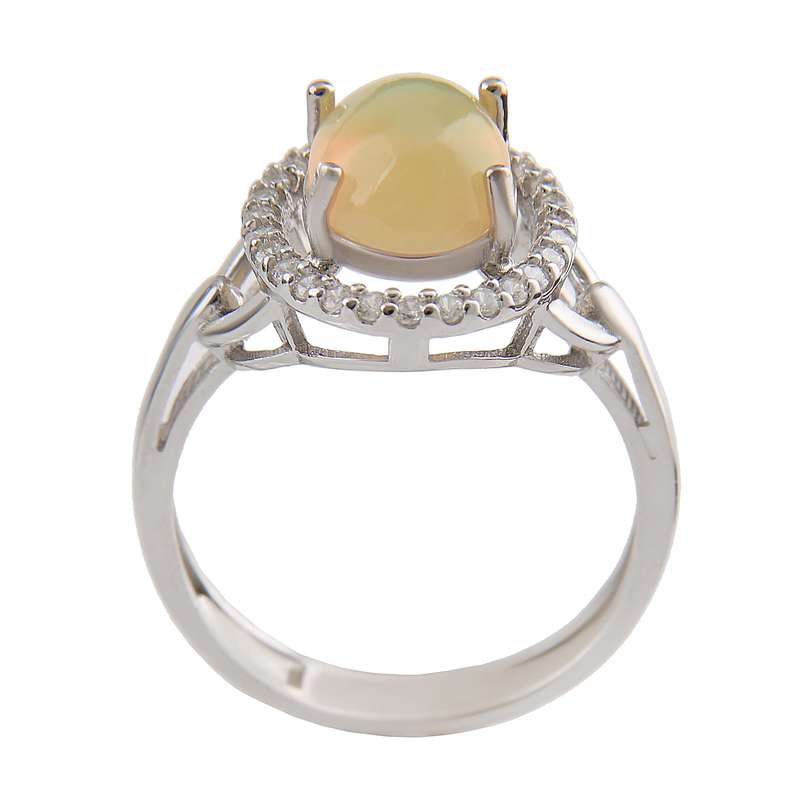 انگشتر نقره زنانه بازرگانی میلادی مدل اوپال نگین برلیان ابکاری رادیوم کد AWR_1373