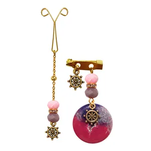 ست سنجاق سینه و گیره روسری طرح درخت زندگی کد PM467