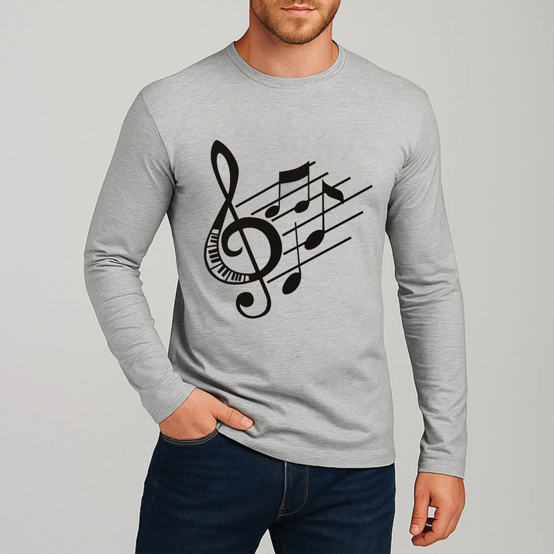 تیشرت آستین بلند مردانه طرح ملودی کد F134