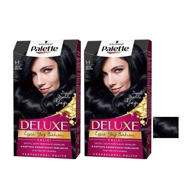 کیت رنگ مو پلت سری DELUX شماره1-1 حجم 59 میلی لیتر رنگ مشکی مجموعه 2 عددی