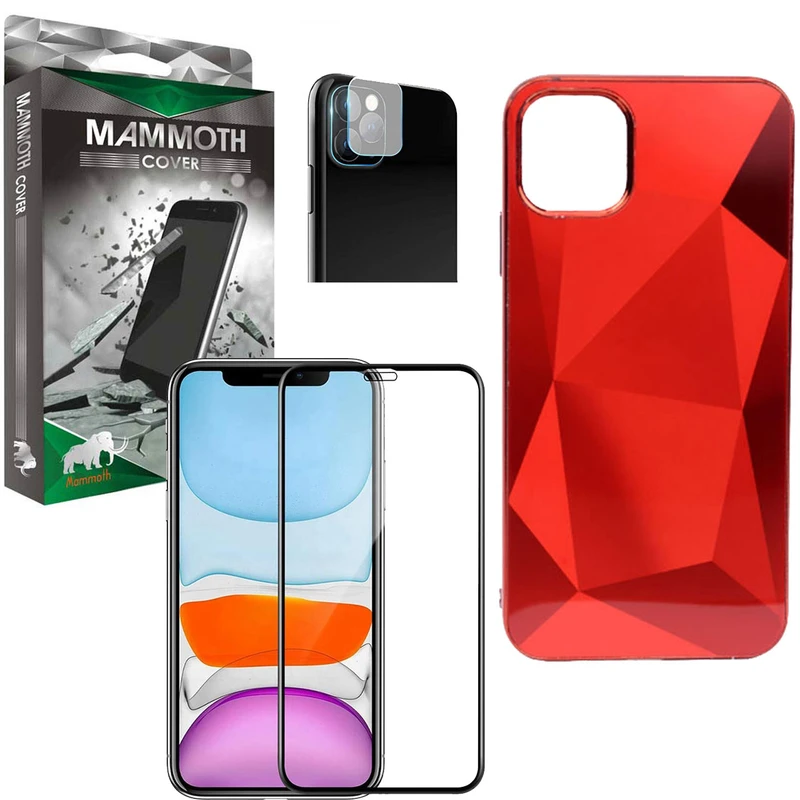 کاور ماموت طرح الماس مدل M-ALMS مناسب برای گوشی موبایل اپل Iphone 11 Pro Max به همراه محافظ صفحه نمایش و محافظ لنز دوربین