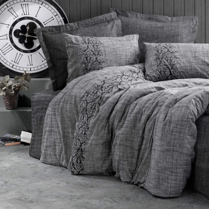 سرویس ملحفه کاتن باکس مدل Plain Sooty Gri دو نفره 4 تکه 