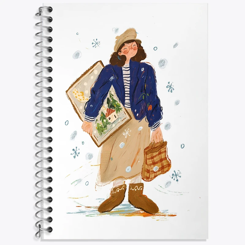 دفتر زبان 50 برگ خندالو مدل دو خط طرح دختر نقاش کد F7397