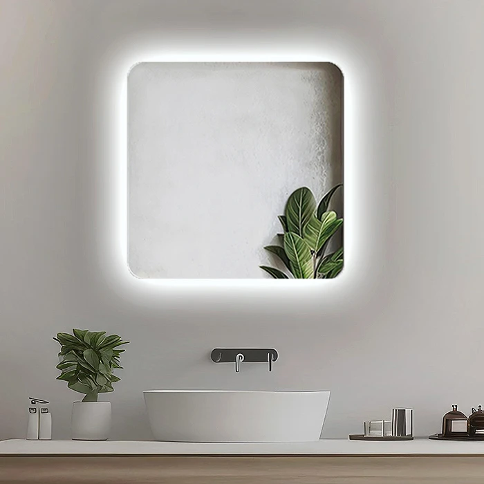 آینه سرویس بهداشتی آزالیا مدل بک لایت نوردار مربع MSBC4040 سایز 40*40 سانتی متر