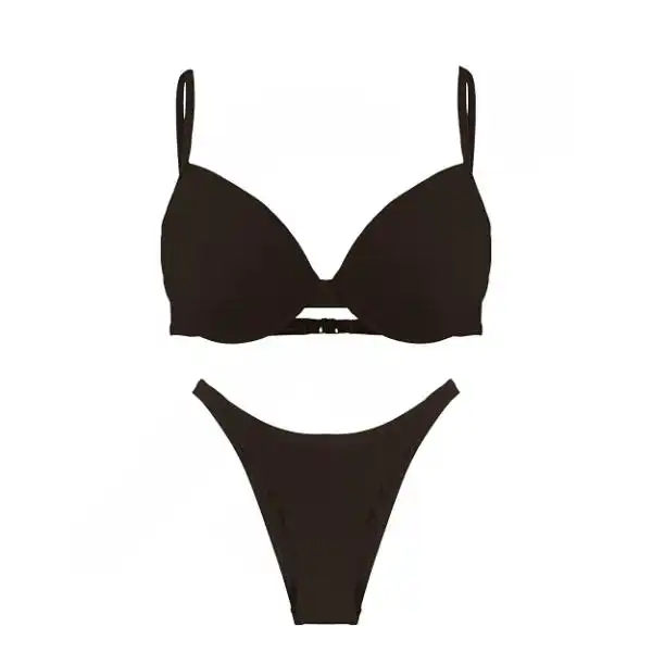 مایو زنانه مدل فنردار IS رنگ قهوه ای