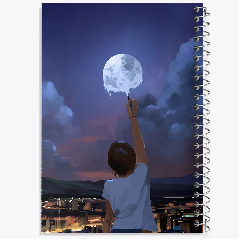 دفتر نقاشی 50 برگ خندالو طرح دختر و ماه کد F574