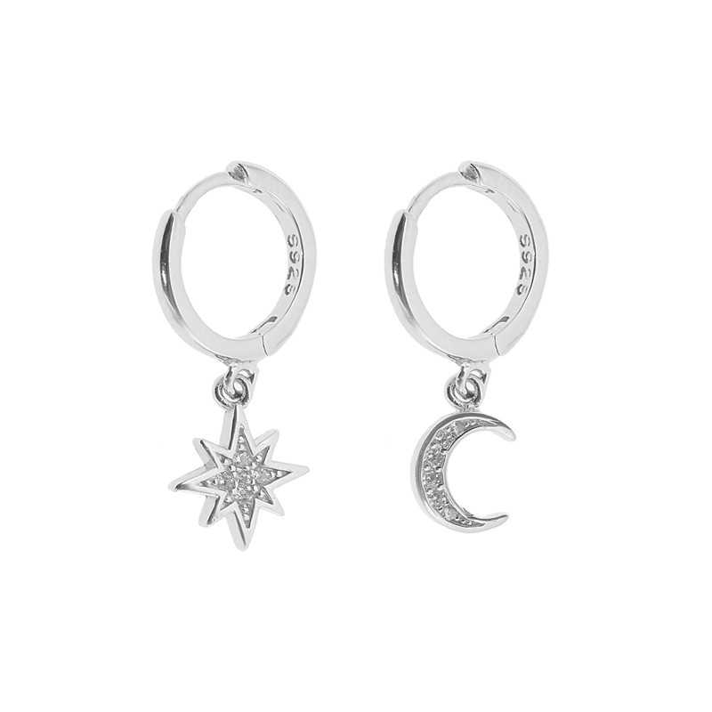 گوشواره نقره زنانه مدل ماه و ستاره کد 234514