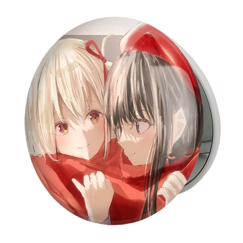 آینه جیبی خندالو طرح تاکینا و چیساتو انیمه لیکوریس ریکویل Lycoris Recoil مدل تاشو کد 23031 