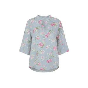 بلوز آستین سه ربع یقه انگلیسی زنانه مدل گل بهاری
