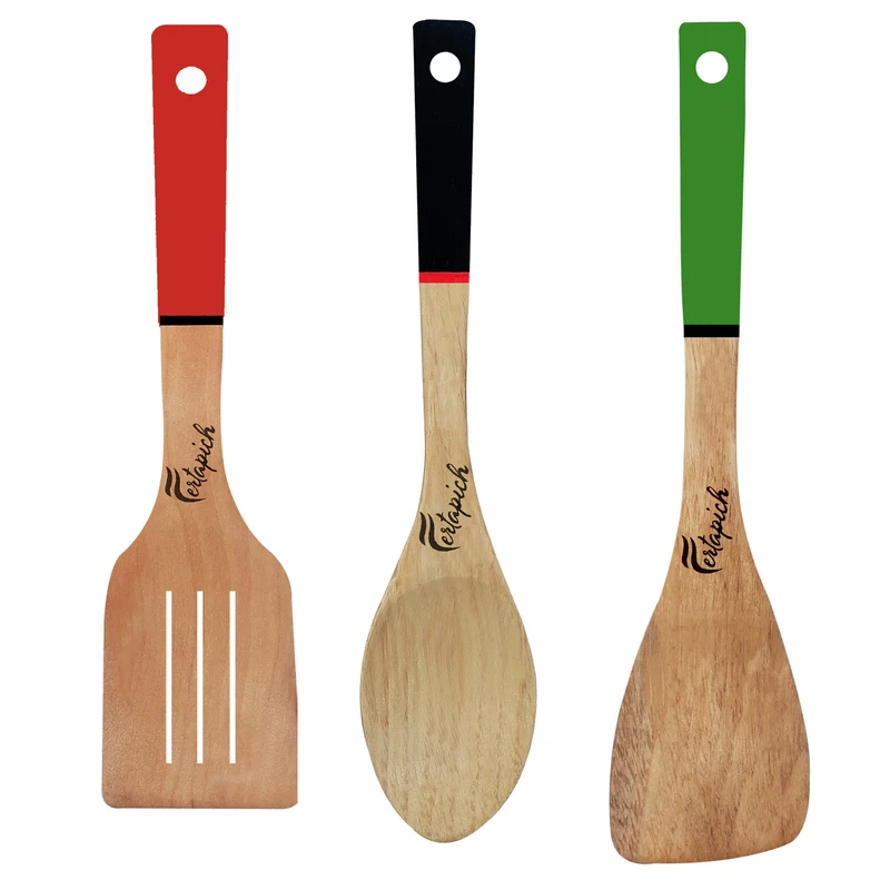 سرویس کفگیر و ملاقه 3 پارچه فرتاپیچ مدل چوبی کد 057