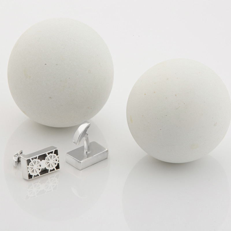 دکمه سردست نقره مردانه دلی جم مدل مستطیل طرح دار